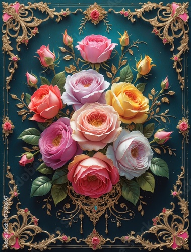 Gorgeously embellished birthday card with floral decorations