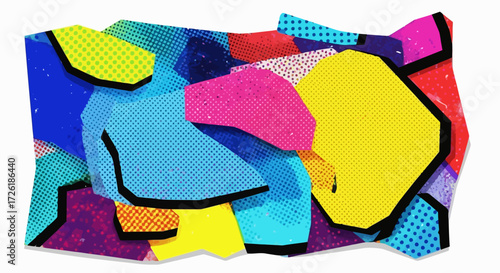 Abstract Pop Art Composition with Bold Colors and Shapes