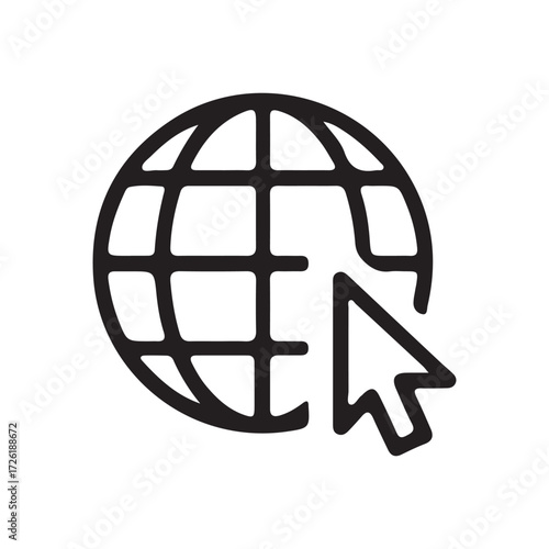 Global Internet Icon with Cursor Arrow