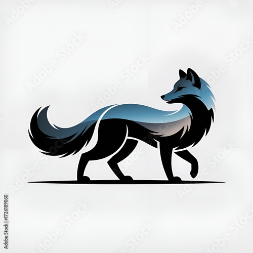 Abstract vector silhouette fox icon