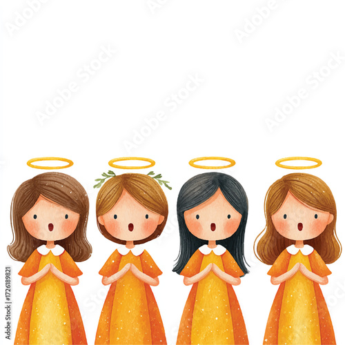 Four Angels Singing Christmas Carol.