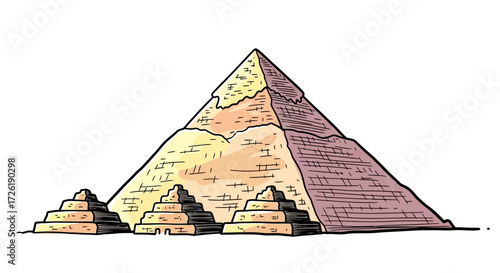 Ancient Egyptian Pyramid Complex Drawing