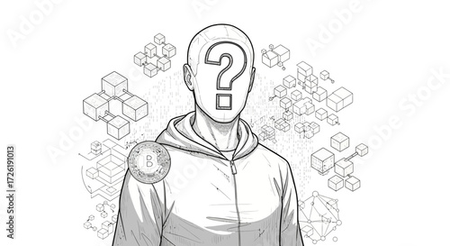 Anonymous Bitcoin User: Question Mark Face, Blockchain Cubes