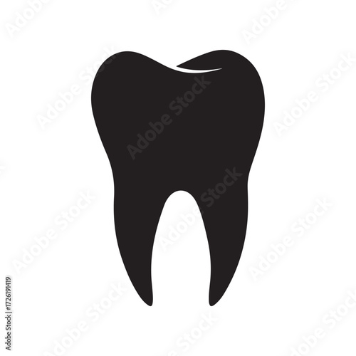 Black Tooth on White Background, Dentistry and Oral Hygiene Concept