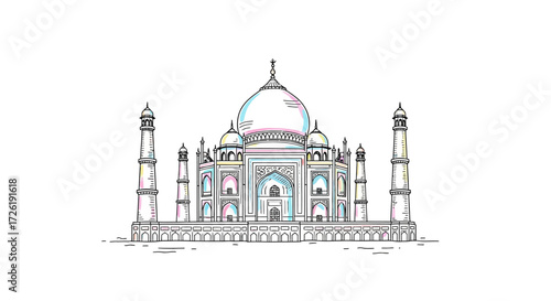 Colorful Sketch of the Taj Mahal