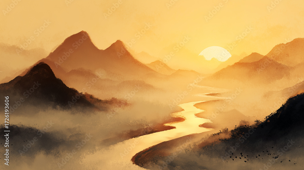 Obraz premium sunset in the mountains