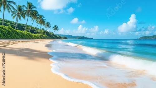 Wallpaper Mural Tropical beach paradise with palm trees, turquoise water, and ge Torontodigital.ca