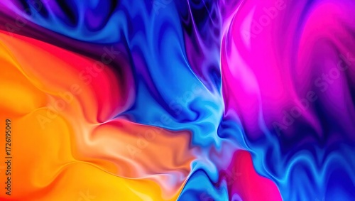 Vibrant Abstract Swirls: A Dynamic Fusion of Orange, Blue, and P