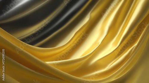 Luxurious Gold and Dark Drapery, Fluid Fabric Texture.