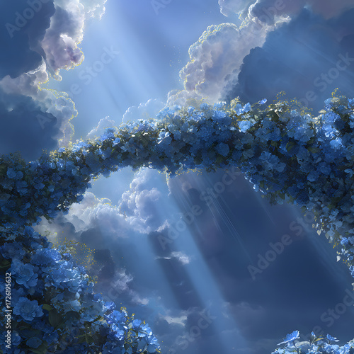 blue sky with clouds after a raining day, generation AI 