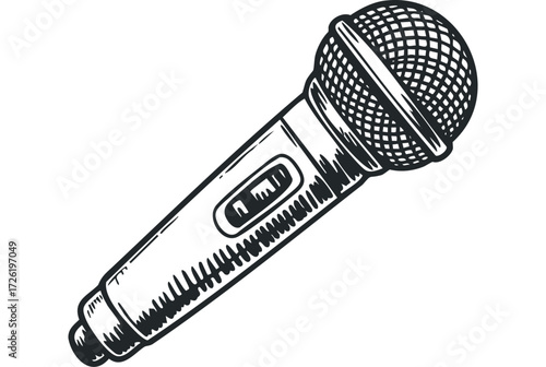 Hand Drawn Microphone Object. Vector hand drawn illustration