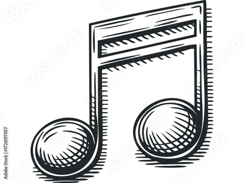 Musical Eighth Note Symbol. Vector hand drawn illustration