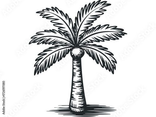 Hand drawn sketch of a palm tree. Vector hand drawn illustration