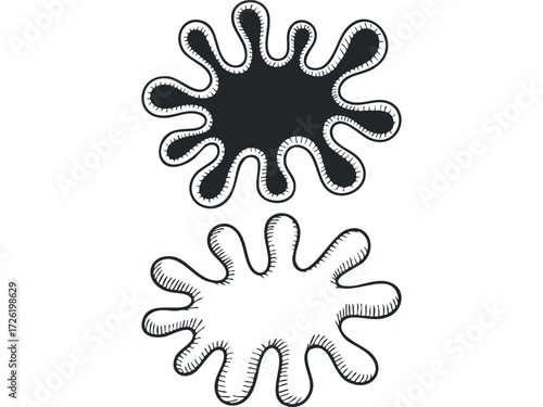 Hand Drawn Ink Splatter Blob Shape. Vector hand drawn illustration