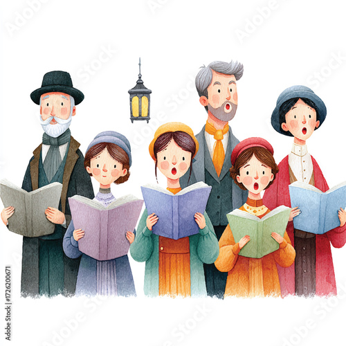 Group of people singing together in choir.
