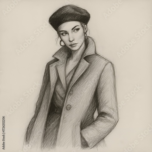 A Beret's Gaze in Sepia.