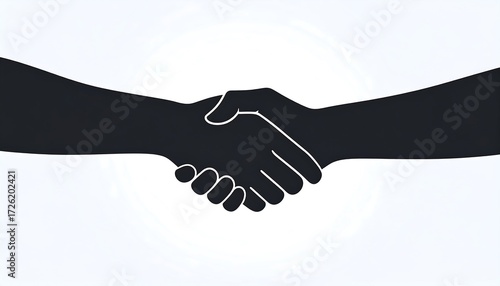 Two hands shaking, a simple silhouette of a handshake