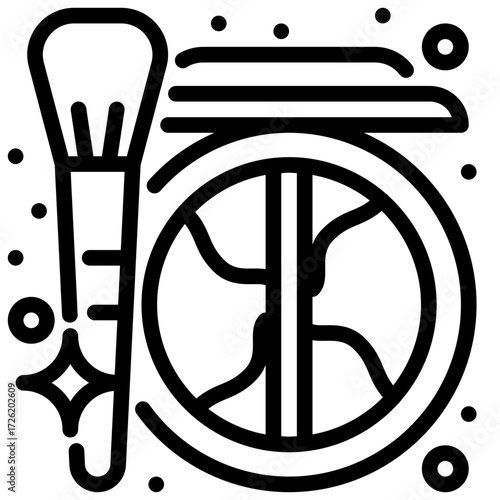 Powder brush icon depicts a cosmetic compact ideal for makeup application.