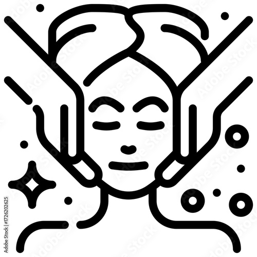 Facial massage icon woman enjoys a towel massage spa treatment perfect for representing relaxation.
