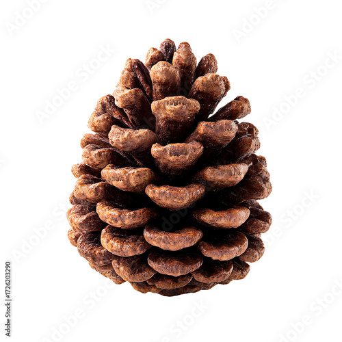 A detailed, isolated pinecone shows the texture of its scales and organic form. Nature's design at its finest. Transparent background.