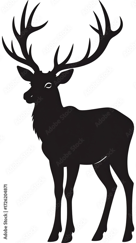 Obraz premium Silhouette of a majestic deer, large antlers, facing left