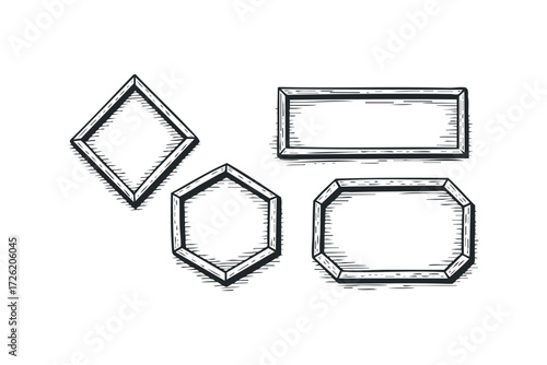 Hand Drawn Geometric Frames Collection. Vector hand drawn illustration