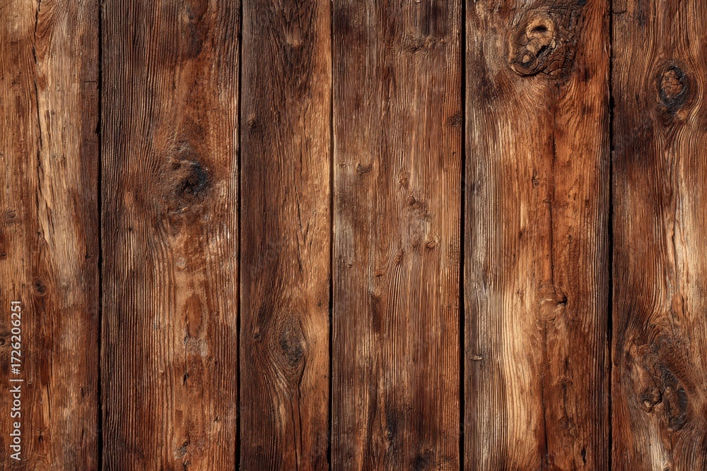 Fototapeta premium Rustic Wooden Planks - Warm Brown Tones and Natural Grain Texture Detail.