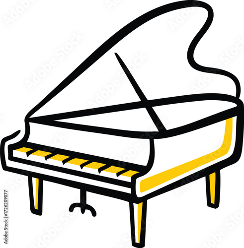 2  grand piano in black lacquer  isolated on white.eps