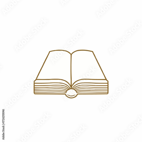 Open book icon illustration in simple line art style on a clean background with copy space