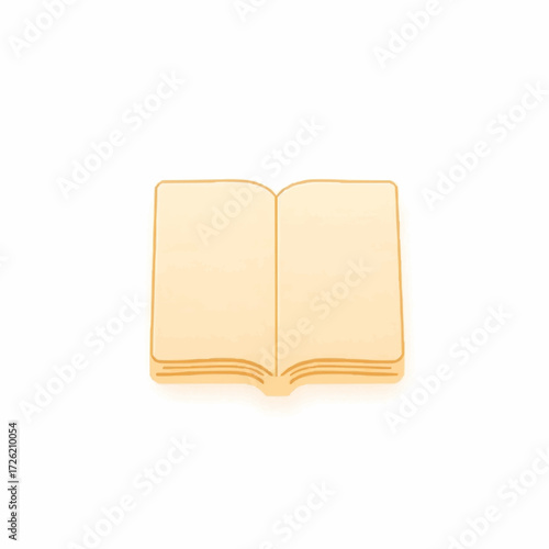 Open book icon illustration in soft peach tones on a clean background with copy space
