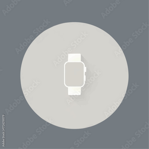 Smartwatch icon design in white with shadow effect on a gray background with copy space