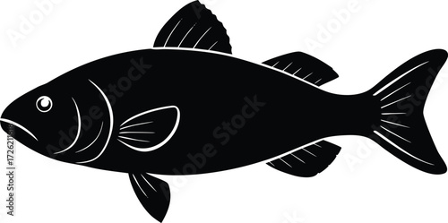 algae fish single isolated black silhouette vector.eps