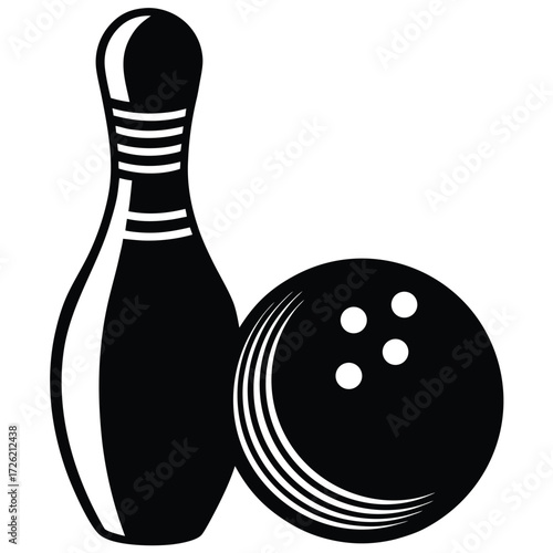 bowling pin and ball  isolated on white background.eps