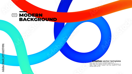 Abstract Color Gradient Swirl Shapes Set. Vector Graphic with Wavy Lines in Blue Colors. Colorful Fluid Wave Pattern. Squiggly Design Element.Wavy shape with Colorful gradient. Vector illustration.