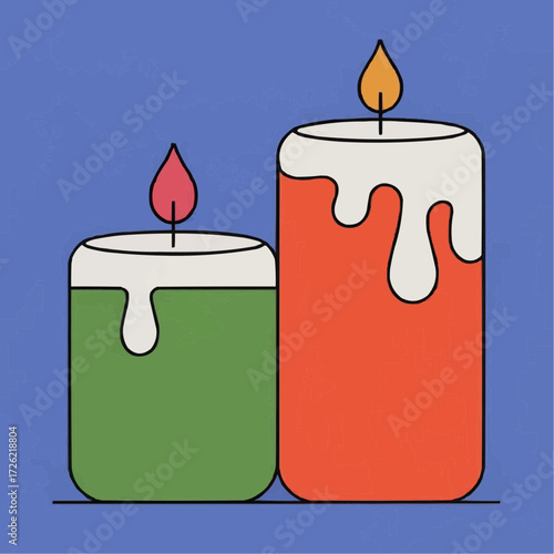 Colorful candle illustration with wax dripping on a vibrant background