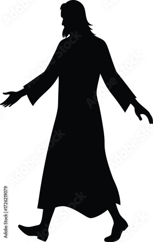 christ jesus walking black silhouette vector illus.eps