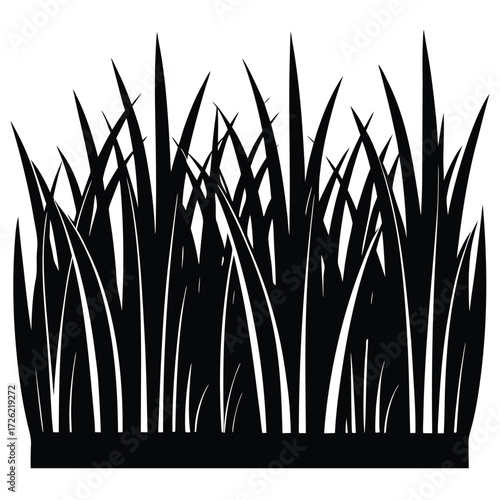 a simple row of green grass blades on a dark gray .eps