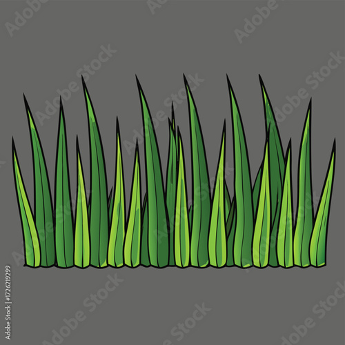 a simple row of green grass blades on a dark gray  (1).eps