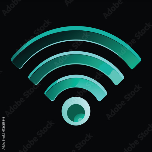 a modern wi fi signal icon in teal with a 3d effec (2).eps