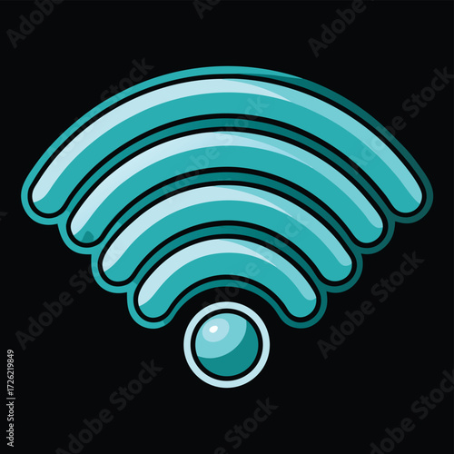 a modern wi fi signal icon in teal with a 3d effec.eps