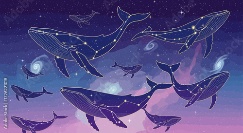 Celestial Whales - A Constellation of Marine Giants in the Night Sky.