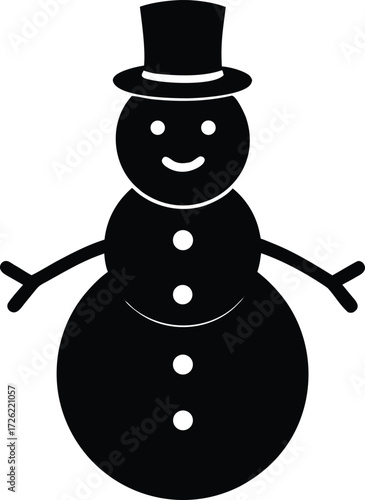 christmas snowman black vector icon isolated on wh.eps