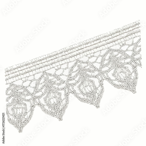 Illustration of intricate lace trim on a white background