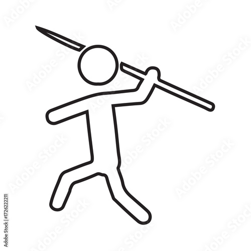 Stick figure throwing spear