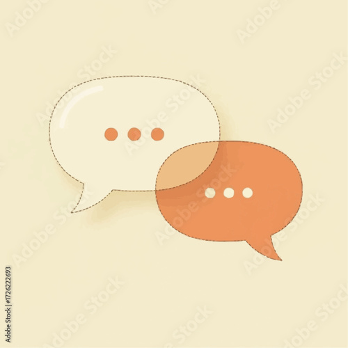 Minimalist illustration of speech bubbles on light background for communication concept