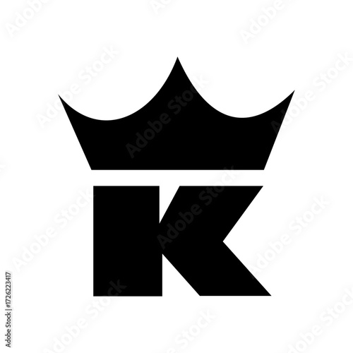 Letter K Crown Logo Icon Design