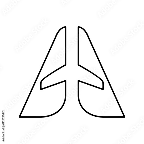 Airplane Symbol Design Outline Style
