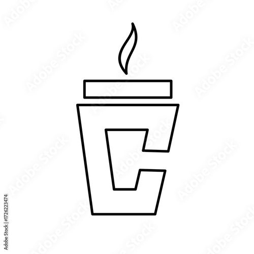 Coffee Cup Flame Line Art Icon Design