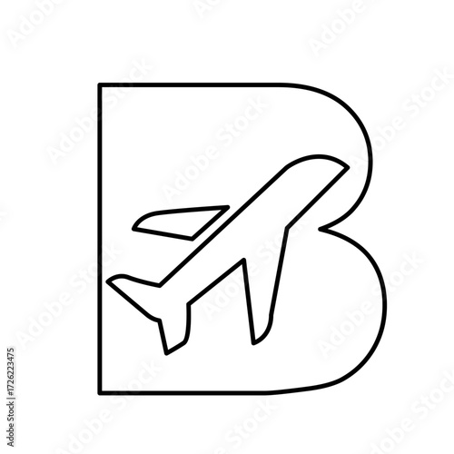 B Logo Airplane Icon Design for Travel