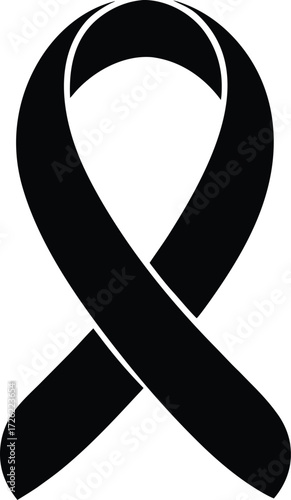 decorative paper ribbon loop black silhouette icon.eps